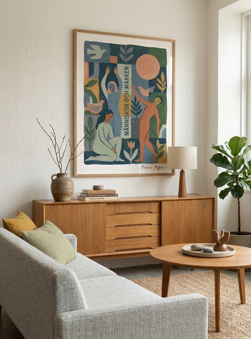 MÄNNISKOR OCH MARKEN | Scandinavian Modern Folk Art Print