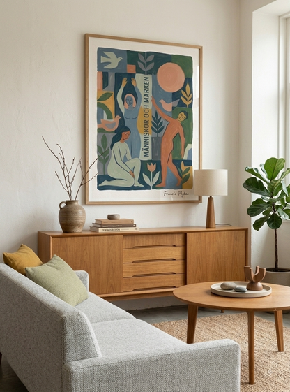 MÄNNISKOR OCH MARKEN | Scandinavian Modern Folk Art Print