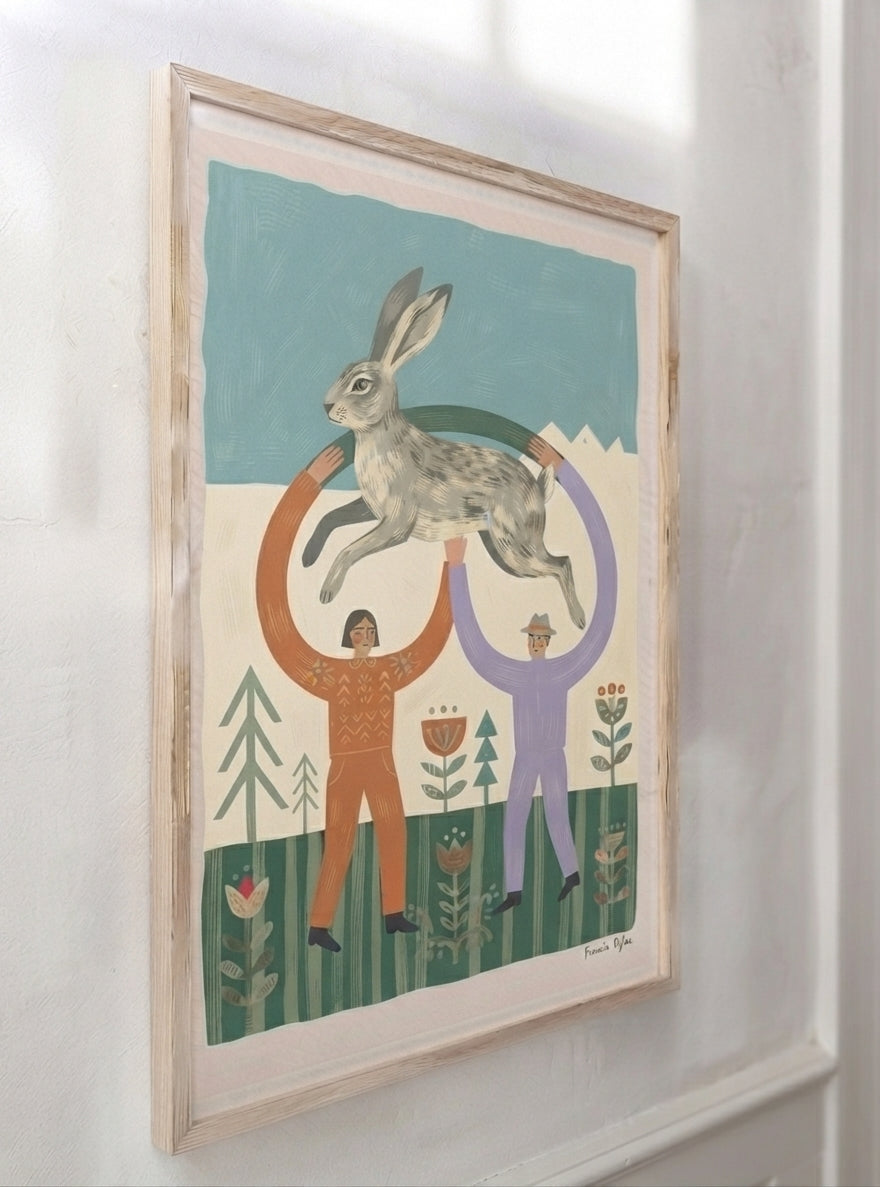 The Nordic Hare | Scandinavian Folk Art Rabbit Print