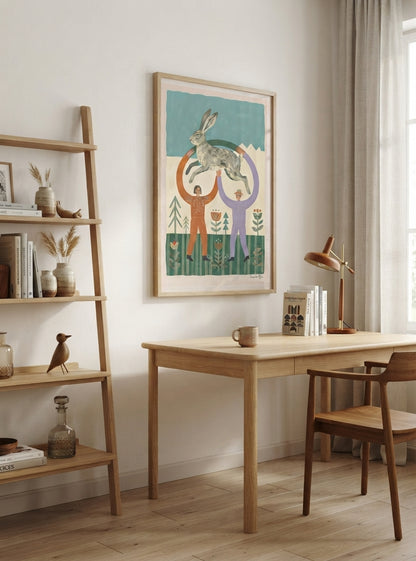 The Nordic Hare | Scandinavian Folk Art Rabbit Print