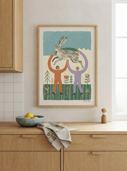 The Nordic Hare | Scandinavian Folk Art Rabbit Print