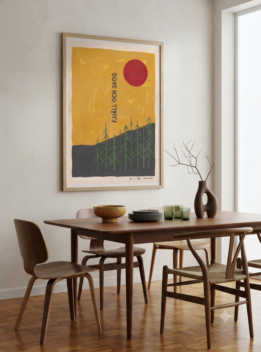 Fjäll Och Skog | Scandinavian Forest Landscape Poster