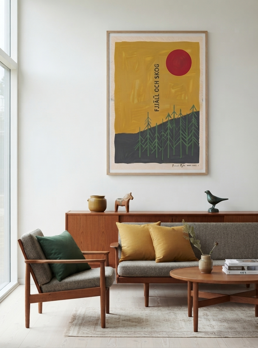 Fjäll Och Skog | Scandinavian Forest Landscape Poster