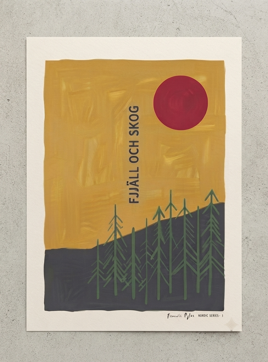 Fjäll Och Skog | Scandinavian Forest Landscape Poster