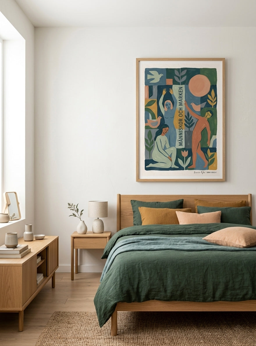 MÄNNISKOR OCH MARKEN | Scandinavian Modern Folk Art Print