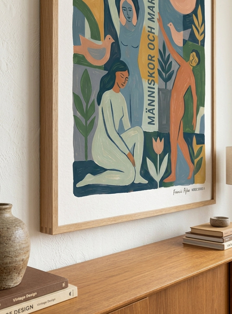 MÄNNISKOR OCH MARKEN | Scandinavian Modern Folk Art Print