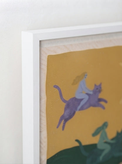 The Cat Riders | Surrealist Cat Wall Art Print