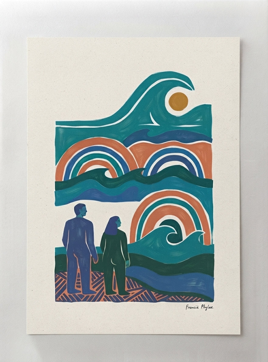 The Quiet Horizon | Mid Century Modern Coastal Wall Art