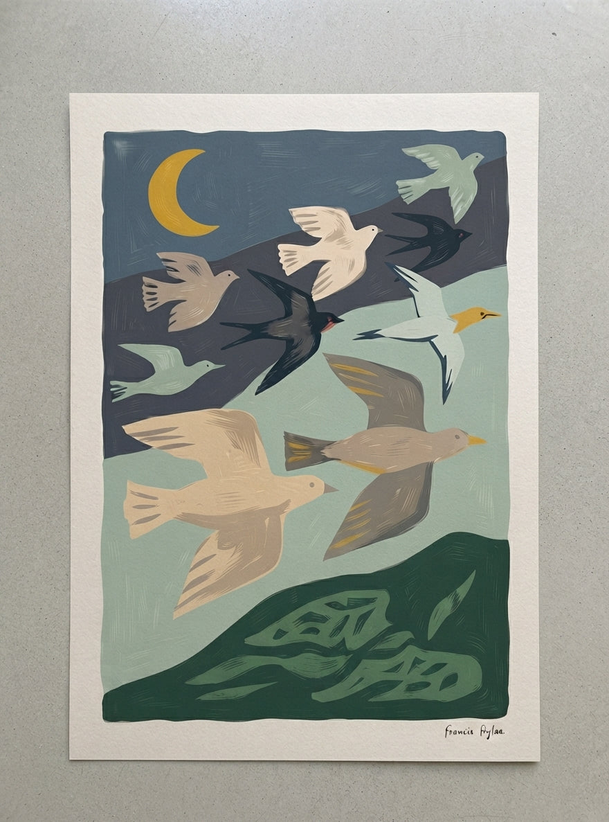 Nordic Flock | Mid-Century Modern Bird Art Print