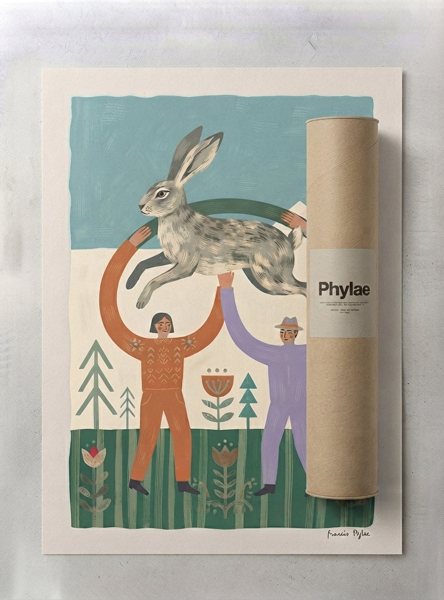 The Nordic Hare | Scandinavian Folk Art Rabbit Print