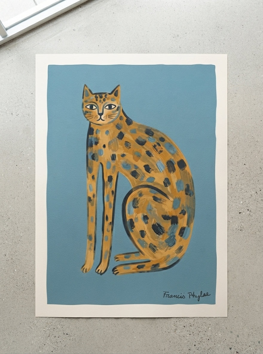 The Indigo Cat | Contemporary Feline Art Print