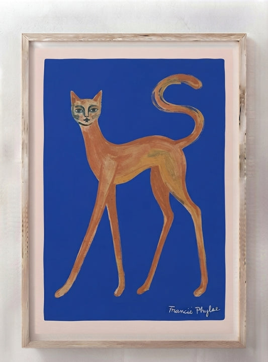 The Curious Gaze | Whimsical Abstract Orange Cat Art Print