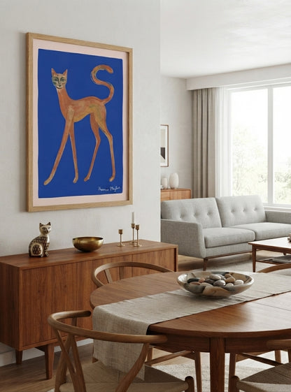 The Curious Gaze | Whimsical Abstract Orange Cat Art Print