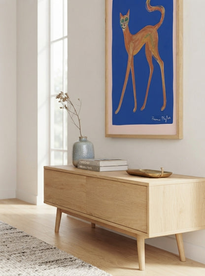 The Curious Gaze | Whimsical Abstract Orange Cat Art Print