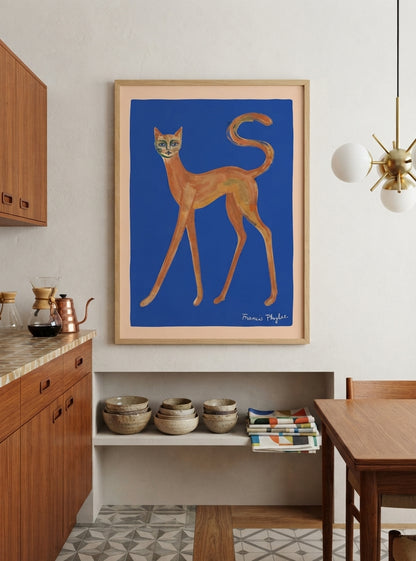 The Curious Gaze | Whimsical Abstract Orange Cat Art Print