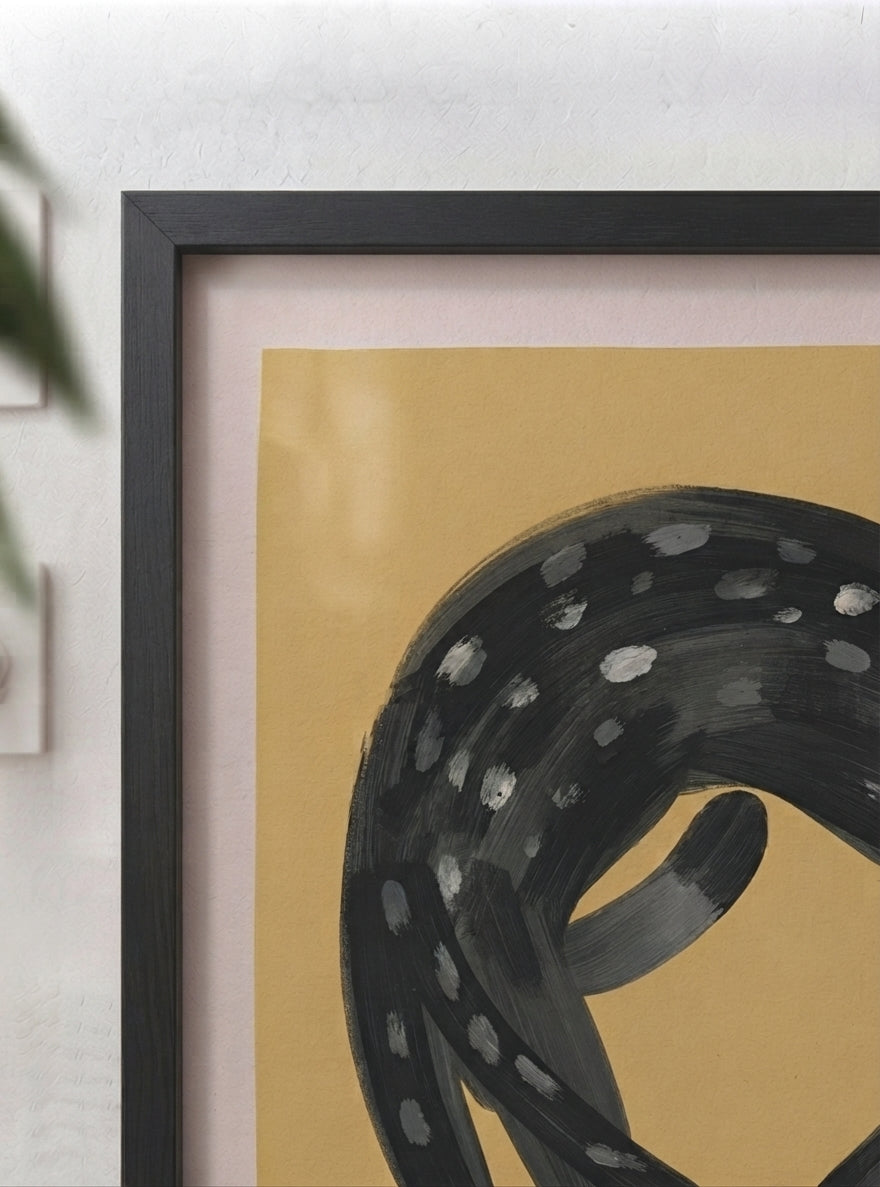 Feline Nocturne | Folk Art Black Cat Print