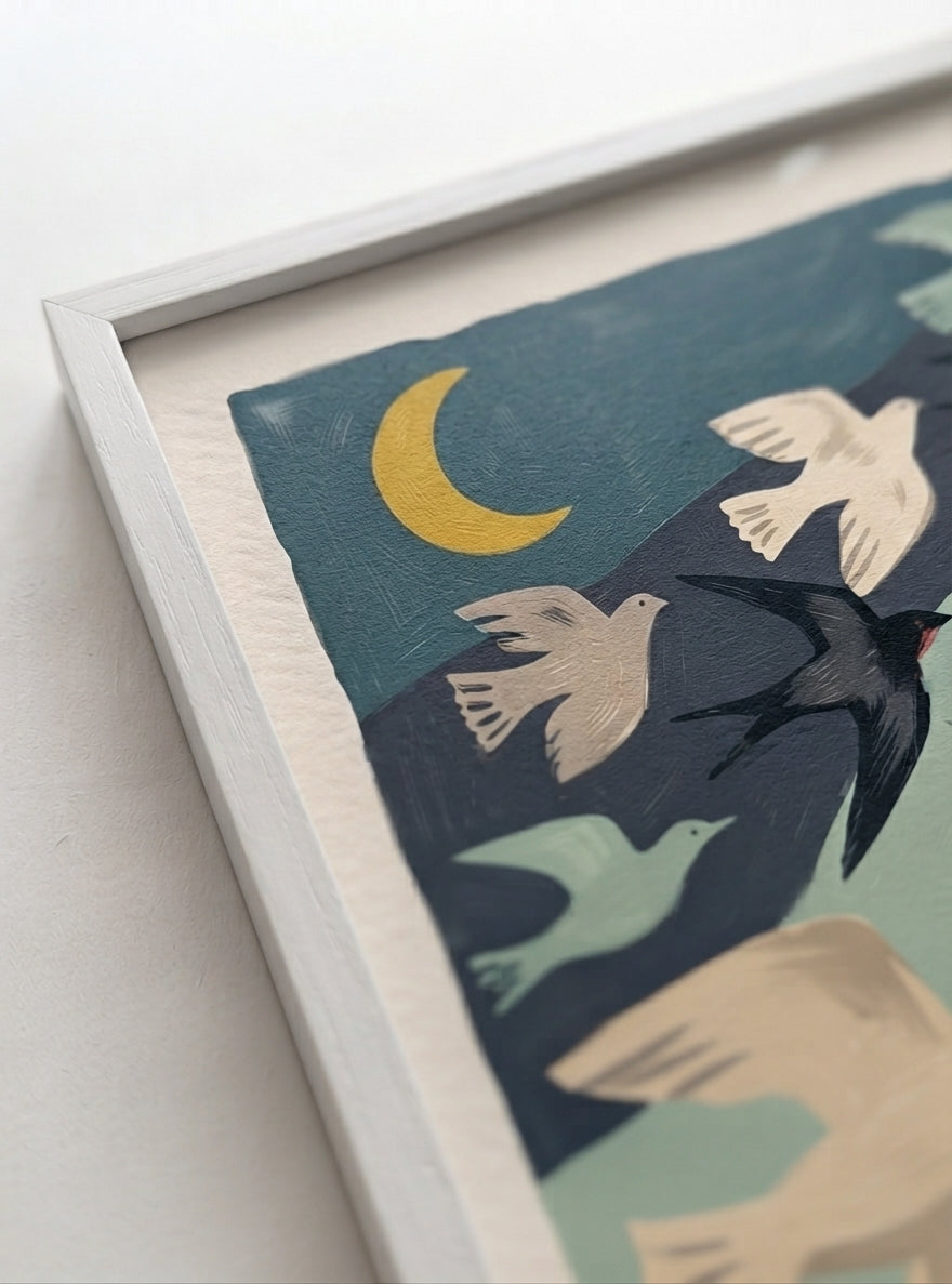 Nordic Flock | Mid-Century Modern Bird Art Print