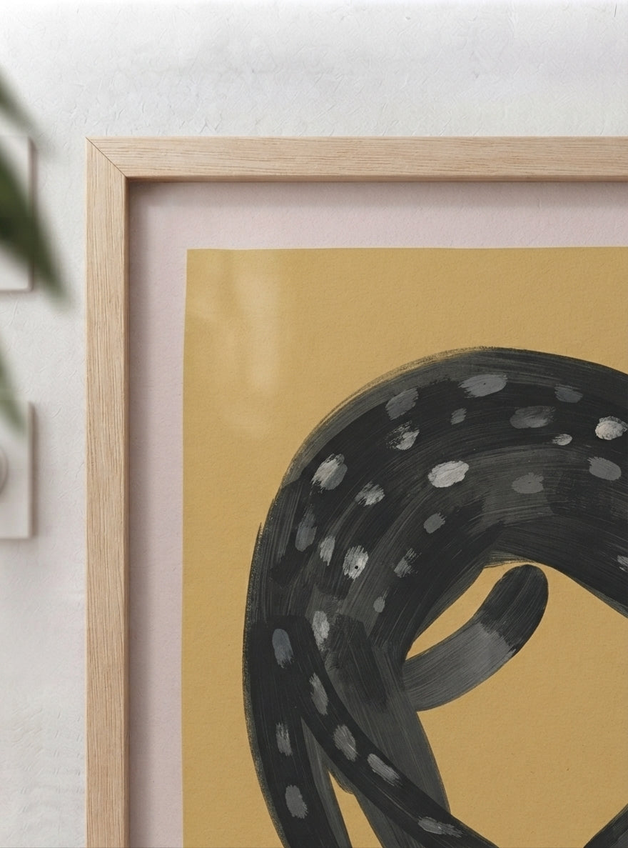 Feline Nocturne | Folk Art Black Cat Print