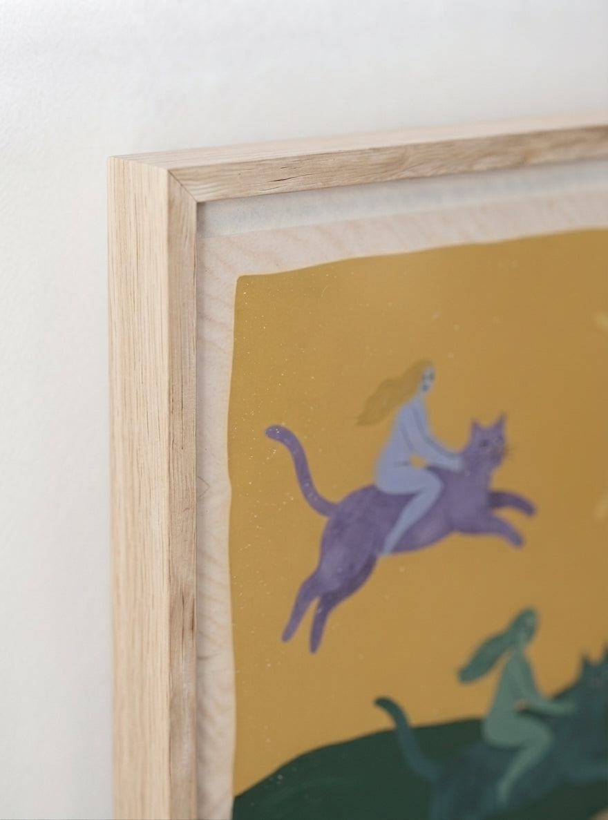The Cat Riders | Surrealist Cat Wall Art Print