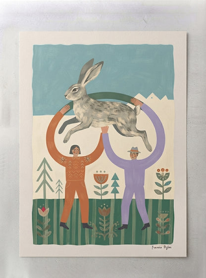The Nordic Hare | Scandinavian Folk Art Rabbit Print